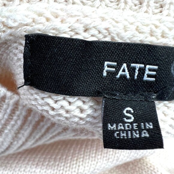 Fate Puff Sleeve High Neck Sweater Beige Cream Size Small - Picture 7 of 9